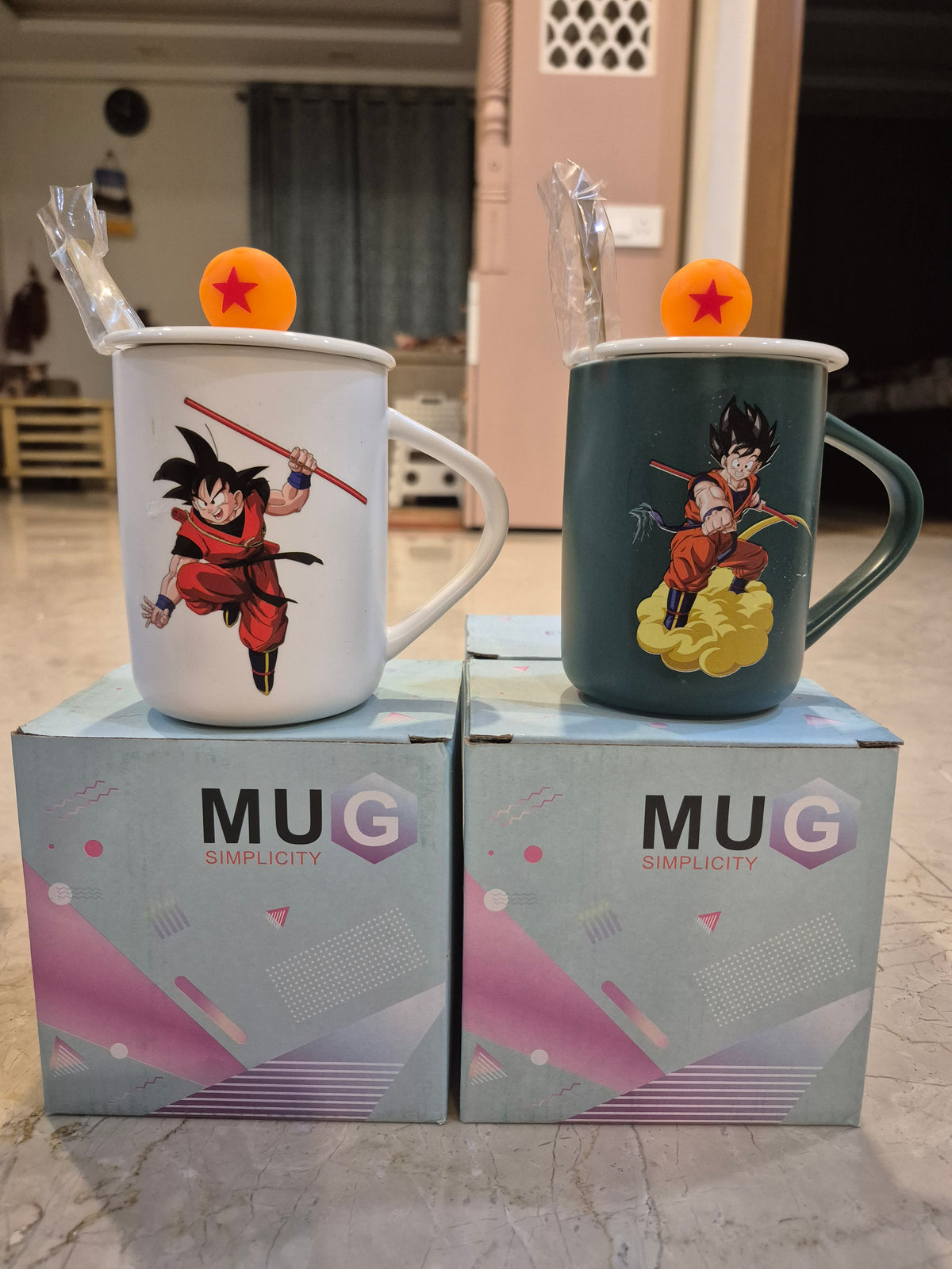 Anime Hero Ceramic Mug Set with Lid & Spoon (Dragon Ball Edition)