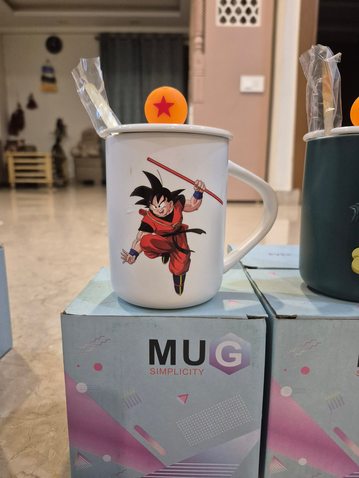 Anime Hero Ceramic Mug Set with Lid & Spoon (Dragon Ball Edition)