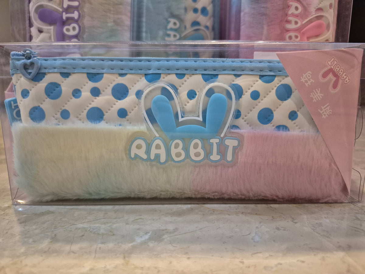Fluffy Pastel Rabbit Plush Pencil Case