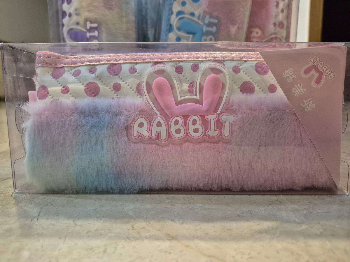 Fluffy Pastel Rabbit Plush Pencil Case