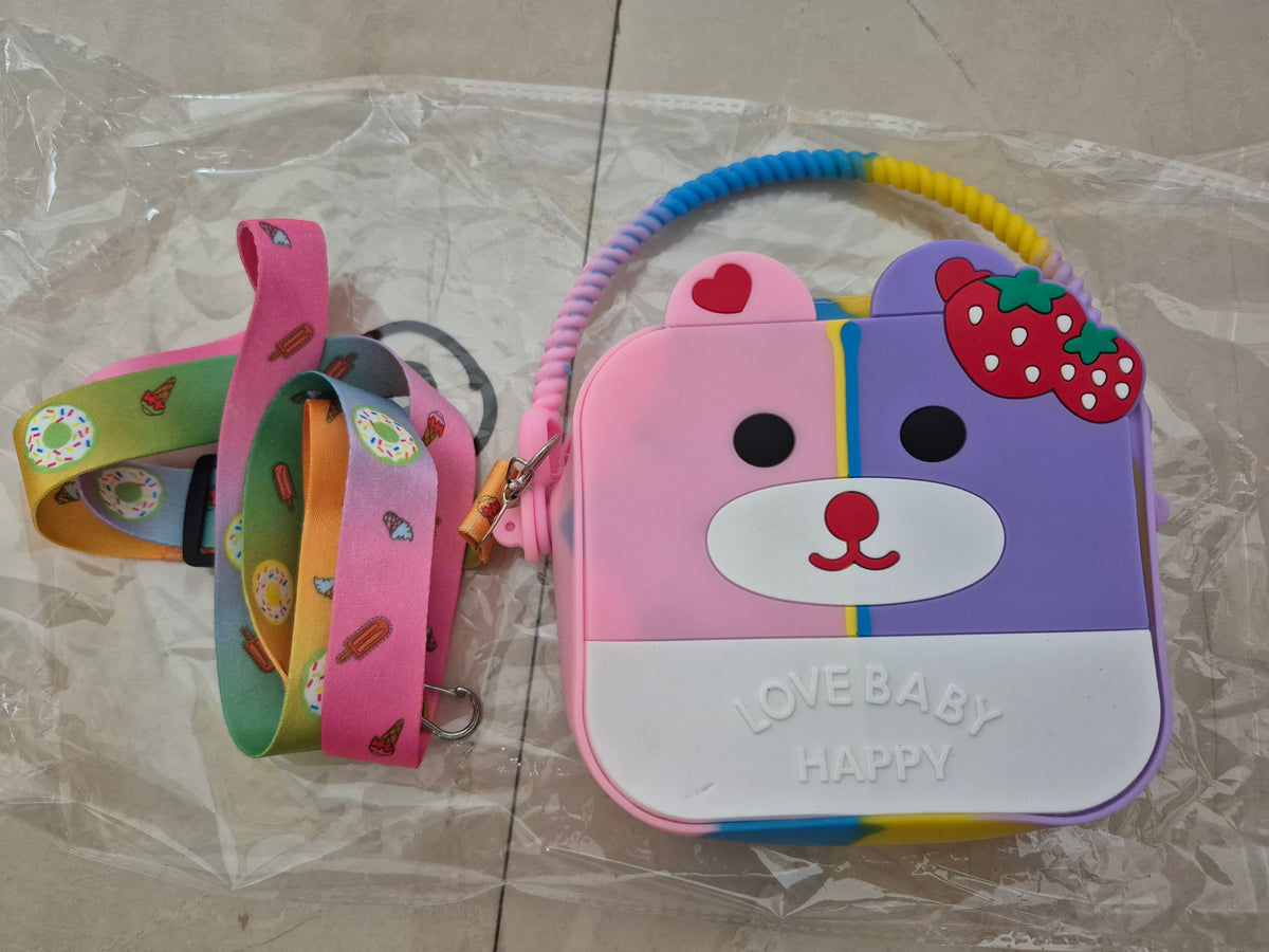Kids Cute Cartoon Bear Silicone Handbag / Mini Crossbody Pouch