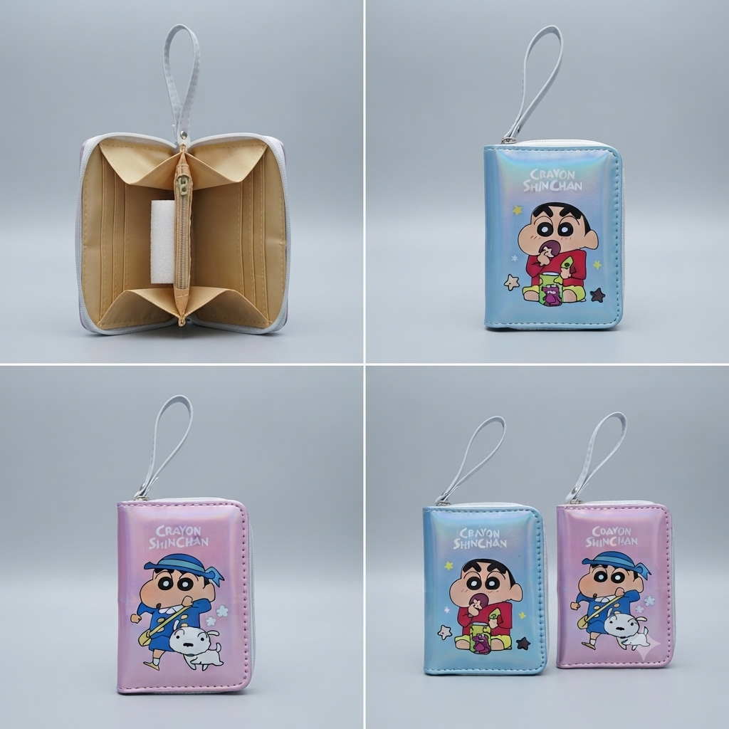 Shin Chan Holographic Zipper Card Holder & Mini Accordion Wallet