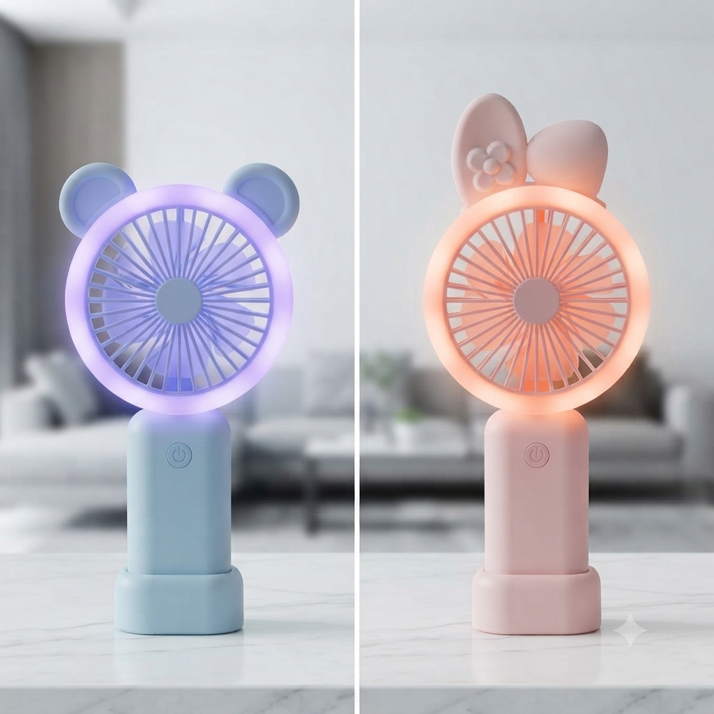 Cute LED Mini Fan – Blue