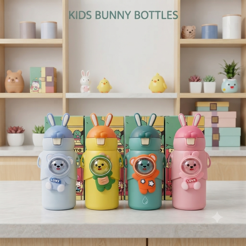 Cute Bunny Straw Water Bottle