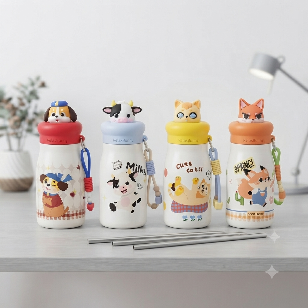 Cute Animal Character Water Bottle