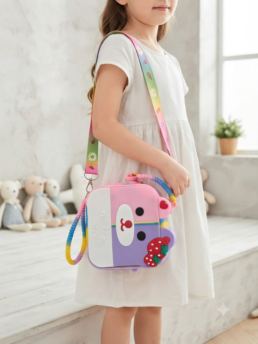 Kids Cute Cartoon Bear Silicone Handbag / Mini Crossbody Pouch