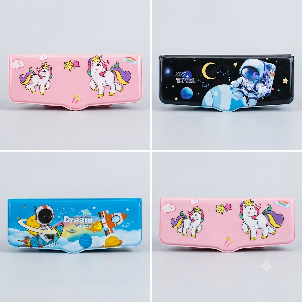 Multi-Compartment Magnetic Pencil Box with Built-In Tools & Sharpener