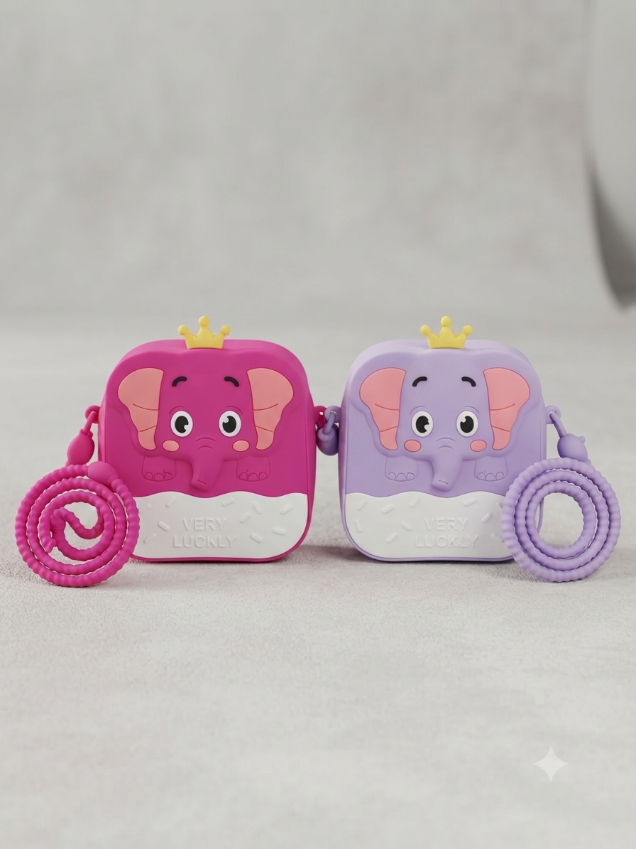 Kids Cute Cartoon Crown Elephant Silicone Mini Handbag